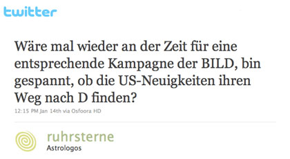 Twitter-Nachricht vom 14.01. 2011