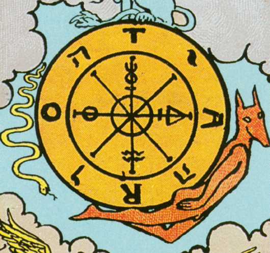 Tarotkarte Glücksrad Detailansicht Tarotkarte Glücksrad Detailansicht